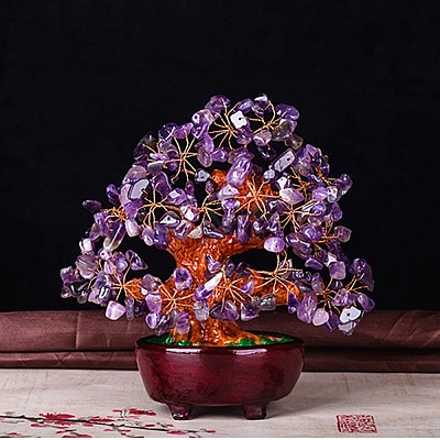 Undyed Natural Amethyst Chips Tree of Life Display Decorations TREE-PW0001-27C-1