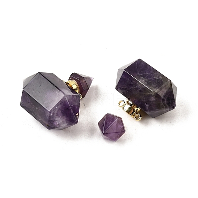 Natural Amethyst Perfume Bottle Pendants G-L623-08G-02-1