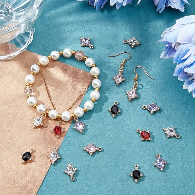 30Pcs 5 Colors Alloy Glass Charms GLAA-CA0001-22-1
