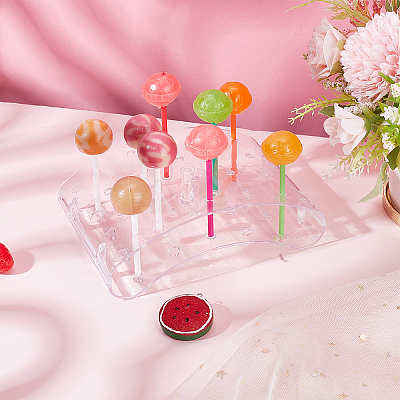 20-Hole Arc-Shaped Transparent Acrylic Lollipop Display Holder ODIS-WH0043-03A-1