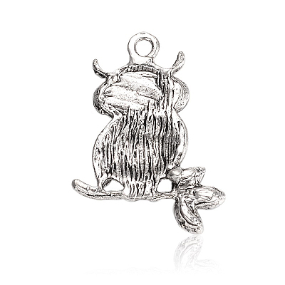 Antique Silver Tone Alloy Rhinestone Bird Pendants RB-J246-07AS-1