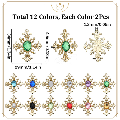 24Pcs 12 Colors Acrylic Pendants FIND-SC0005-63-1