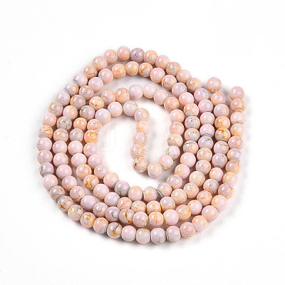 Baking Paint Glass Beads Strands DGLA-N003-6mm-C01-1