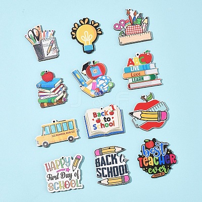 24Pcs 12 Styles Wood Pendants WOOD-FS0001-39-1