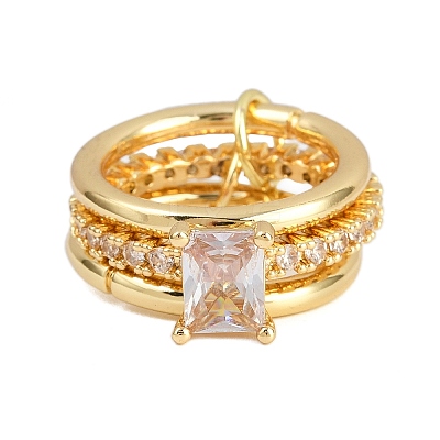 Brass Micro Pave Cubic Zirconia Plain Band Finger Rings for Women RJEW-P160-01E-G-1