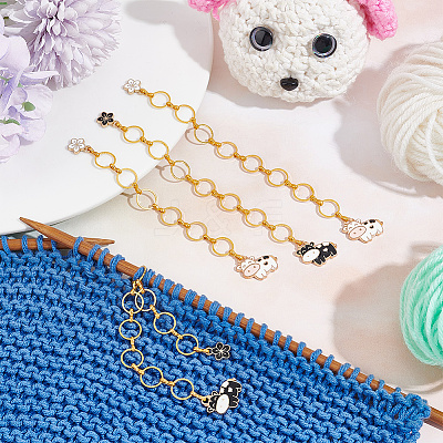 Cow with Sakura Alloy Enamel Pendant Knitting Row Counter Chains HJEW-AB00390-1