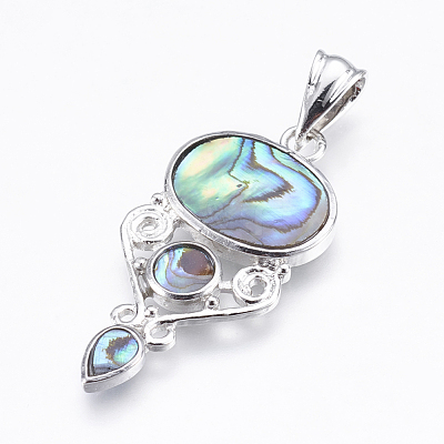 Abalone Shell/Paua Shell Pendants SSHEL-P014-18-1
