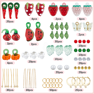 DIY Lampwork & Acrylic Vegetables and Fruits Leverback Earrings Making Kits DIY-SC0026-29-1