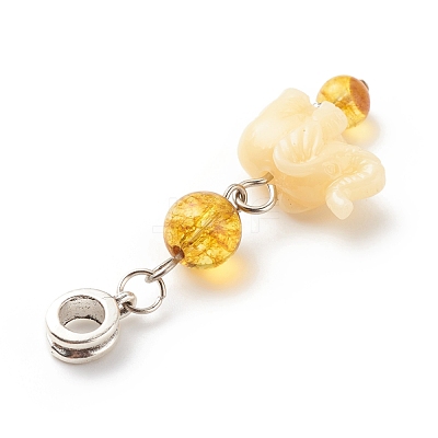 Opaque Resin and Natural Mixed Stone European Dangle Charms PALLOY-JF01764-1
