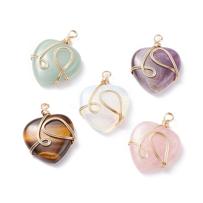 Natural & Synthetic Mixed Gemstone Pendants PALLOY-JF01490-1