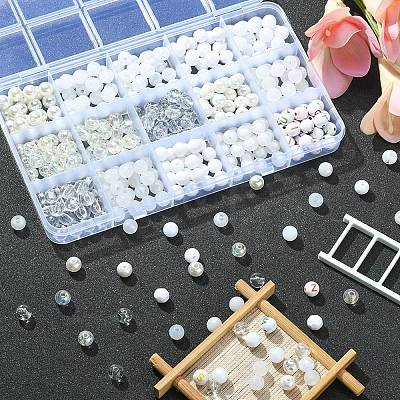 375Pcs 15 Styles Acrylic Beads MACR-YW0002-59C-1