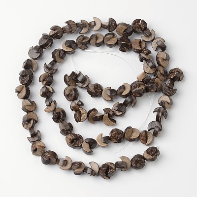 Natural Coconut Moon Bead Strands COCB-O003-09-1