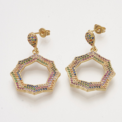 Brass Cubic Zirconia Stud Earrings EJEW-S201-135-1