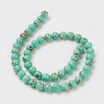 Sea Shell and Synthetic Turquoise Assembled Beads Strands G-G758-07-8mm-1