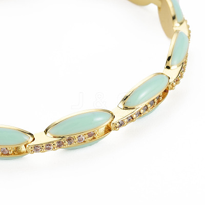 Brass Micro Pave Cubic Zirconia Link Chain Bracelet for Women BJEW-T020-05G-05-1