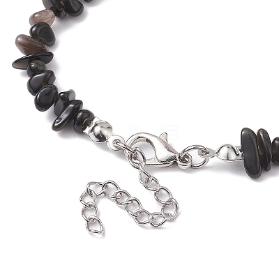 Natural Obsidian Chip Beaded Necklace NJEW-JN04615-12-1
