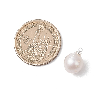 Natural Baroque Pearl Keshi Pearl Pendants PALLOY-JF04824-1