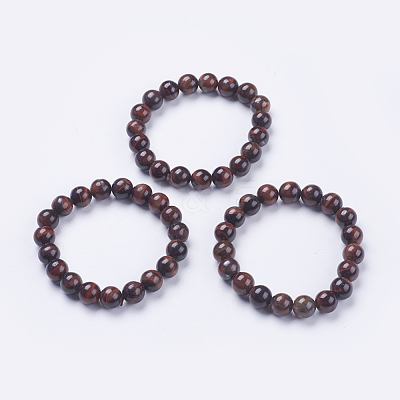 Natural Tiger Eye Beaded Stretch Bracelets BJEW-I253-10mm-13-1