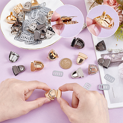 12Pcs 3 Colors Iron Bag Tuck Clasps PURS-NB0001-01-1