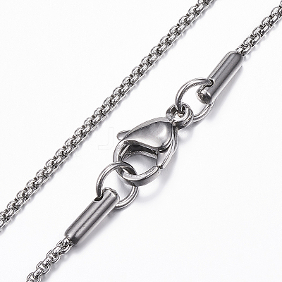 Non-Tarnish 304 Stainless Steel Box Chain Necklace for Men Women NJEW-E087-03P-C-1