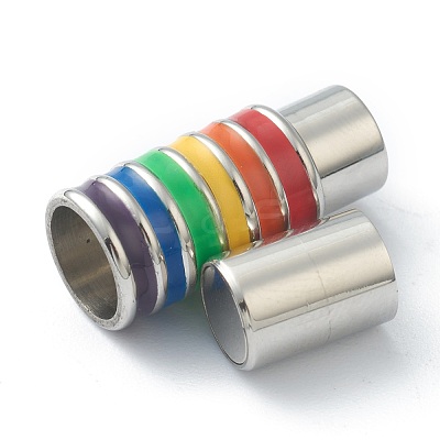 304 Stainless Steel Magnetic Clasps with Glue-in Ends STAS-B009-04P-1