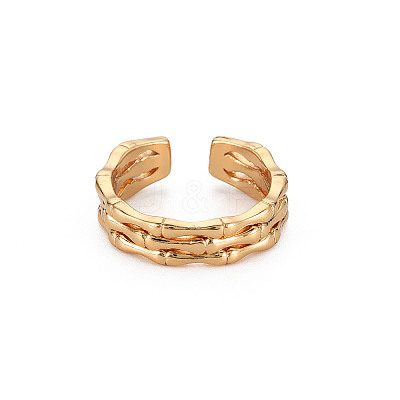 Skeleton Bone Shape Brass Cuff Ring RJEW-S048-004G-NF-1