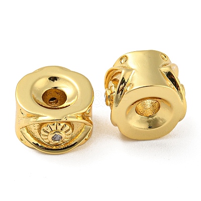 Rack Plating Eco-Friendly Brass Micro Pave Clear Cubic Zirconia Beads LS-KK-M258-05G-1