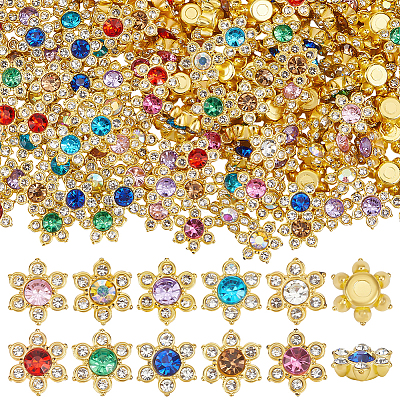 250Pcs 10 Colors Alloy Rhinestone Cabochons FIND-PH0059-67-1