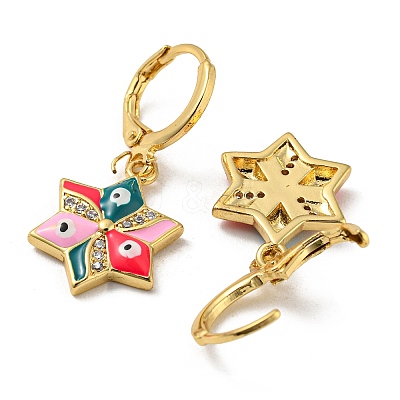 Golden Brass Dangle Leverback Earrings EJEW-A033-19G-04-1