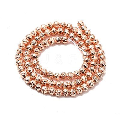 Electroplated Natural Lava Rock Beads Strands G-G984-08RG-1