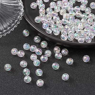 Faceted Eco-Friendly Transparent Acrylic Round Beads TACR-YW0001-85-1