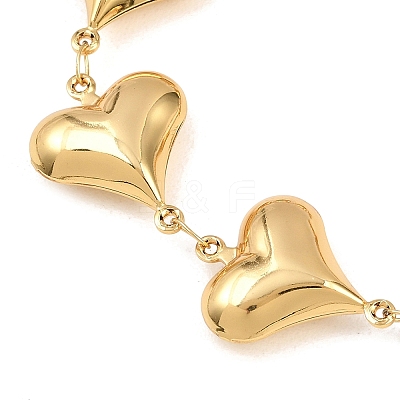 304 Stainless Steel Heart Link Chain Bracelets for Valentine's Day Gift BJEW-D359-17A-G-1