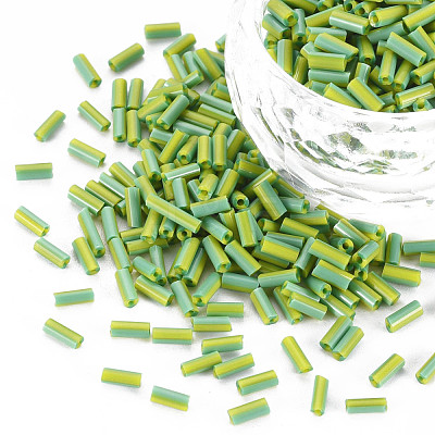 Opaque Colours Two Tone Seed Glass Bugle Beads SEED-T006-02A-02-1