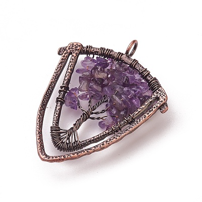Natural Amethyst Chip Big Pendants G-F650-B04-1