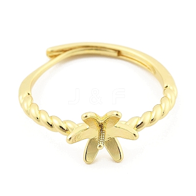 Flower Brass Adjustable Ring Settings LS-KK-G527-01D-G-1