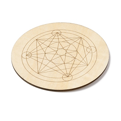 Sacred Geometric Wooden Grid DJEW-F028-01H-1