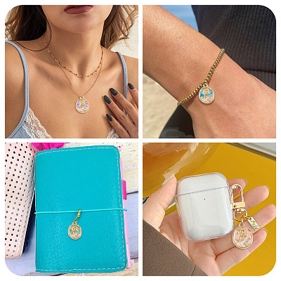 50Pcs 5 Colors Alloy Pendants ENAM-TA0003-93G-1