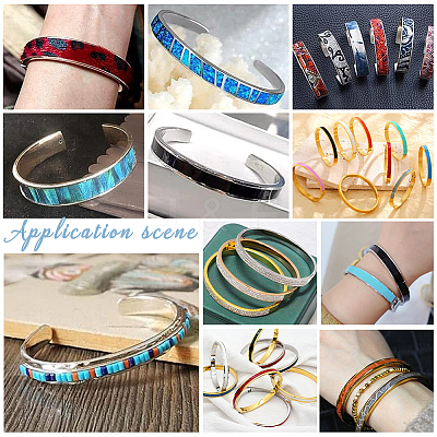 4Pcs 2 Styles Egg Shaped 201 Stainless Steel Grooved Hinged Bangles STAS-UN0048-69-1