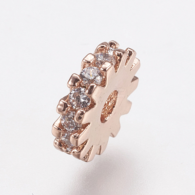 Brass Micro Pave Cubic Zirconia Bead Spacers ZIRC-E143-21RG-1