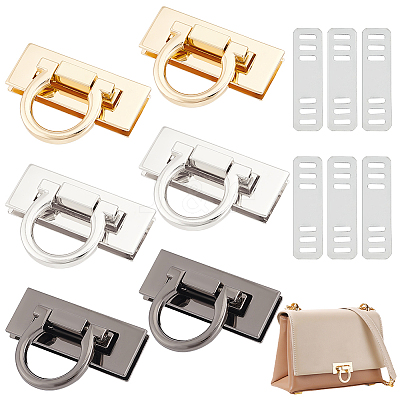 6Pcs 3 Colors Zinc Alloy Bag Twist Lock Accessories AJEW-UN0001-77-1