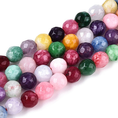Dyed Natural White Jade Beads Strands G-T139-6mm-60-04-1