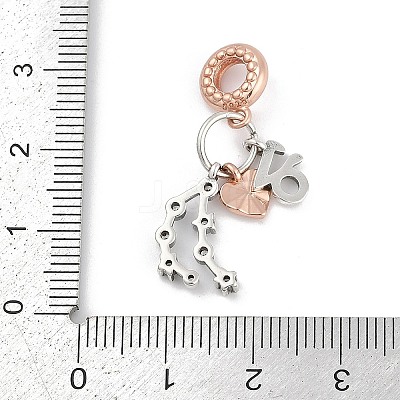 Brass Pendants with Cubic Zirconia European Beads KK-Q015-01M-1