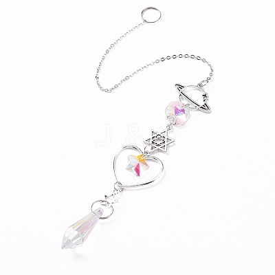 AB Color Plated Crystal Bullet Big Pendant Decorations HJEW-G019-03A-1