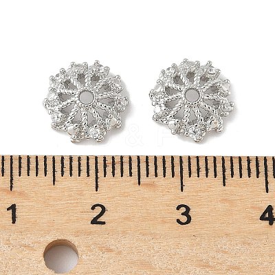 Brass Micro Pave Clear Cubic Zirconia Bead Caps KK-V015-08P-1
