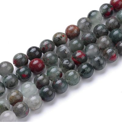 Natural African Bloodstone Beads Strands G-R345-8mm-50-1