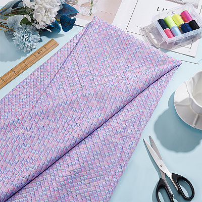 Polyester Mermaid Fish Scale Pattern Fabric DIY-WH0622-024C-1