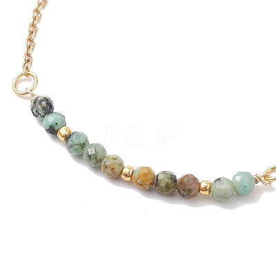 Faceted Round Natural African Turquoise(Jasper) Slider Bracelets BJEW-JB10233-01-1