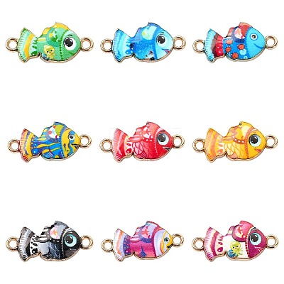 45Pcs 9 Colors Alloy Enamel Connector Charms FIND-CJ0002-85-1