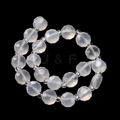Natural White Agate Beads Strands G-B153-B02-1