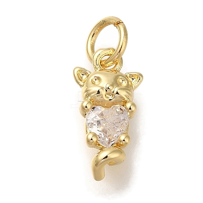 Rack Plating Brass Micro Pave Cubic Zirconia Charms KK-I720-31G-1